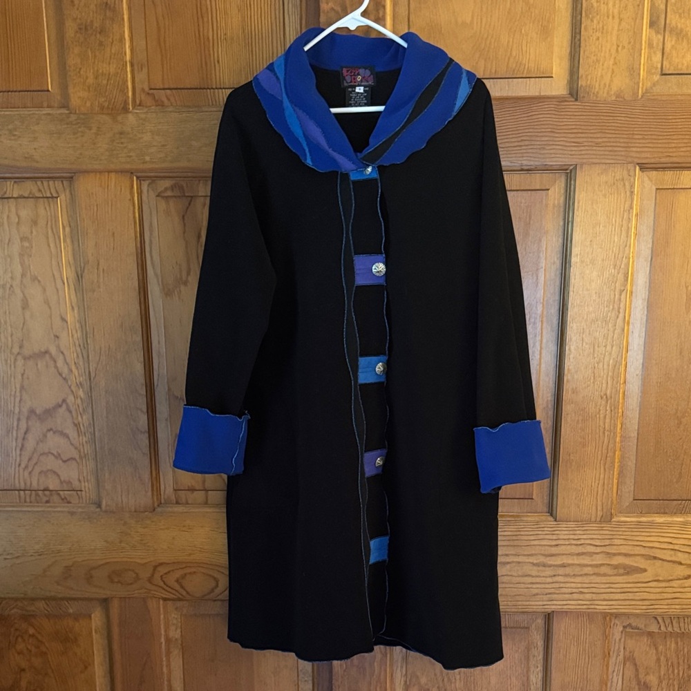 Black and Blue Dressy Fleece Coat